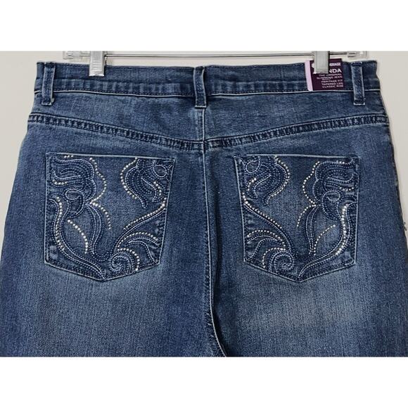 NWT GLORIA VANDERBILT BLUE AMANDA HERITAGE FIT JEANS SIZE 12 EMBELLISHED BK PKTS - Picture 4 of 6